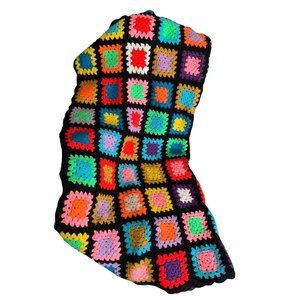 Vintage Handmade Granny Square Afghan Throw 54" Square